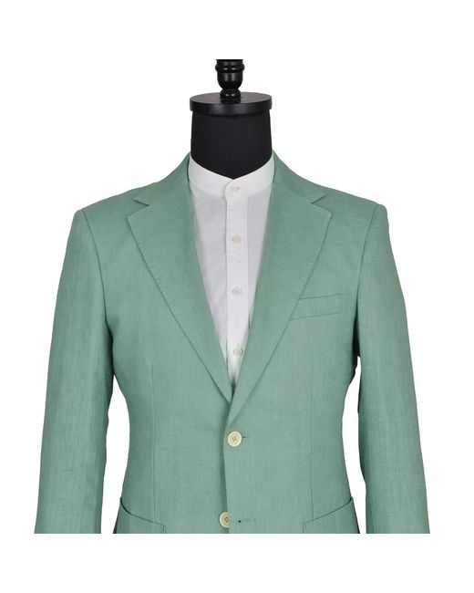 DAVID WEJ Green Hugo Linen Single Breasted Blazer for men