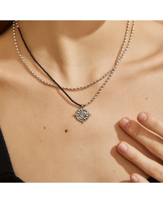 Aurozia Metallic Three Charms Simple Beaded Necklace
