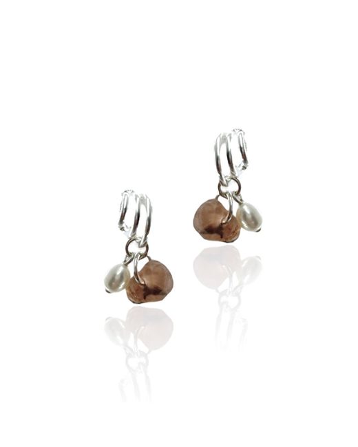 Bio-Trimmings Metallic Galton Trio Pearl Hoop Earrings