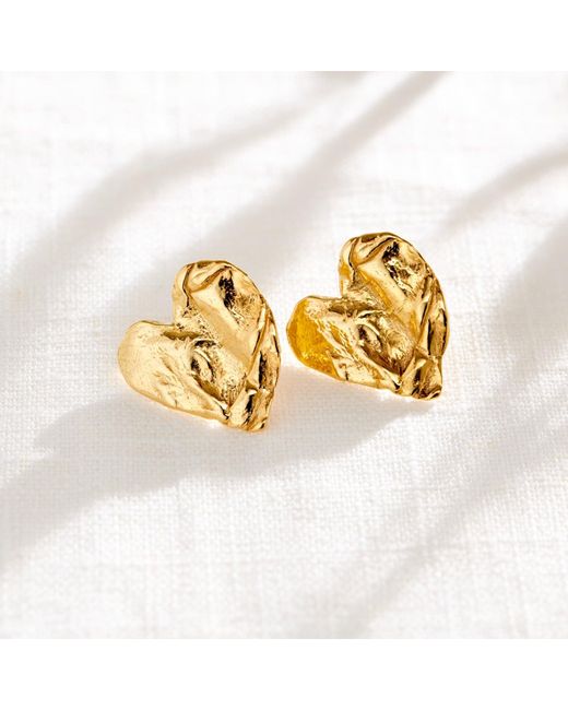 Posh Totty Designs Metallic Fortune Heart Stud Earrings