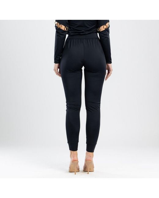 ANTONINIAS Black Sistine Elegant Pants With Golden Ring Details