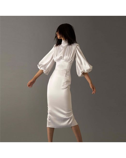 Vestiaire d'un Oiseau Libre White Midi Corset Silk Dress