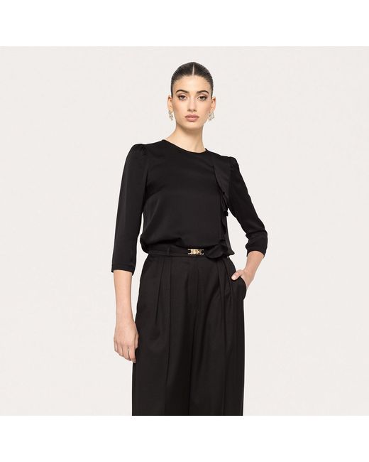 Nissa Black High-Waisted Straight Pants