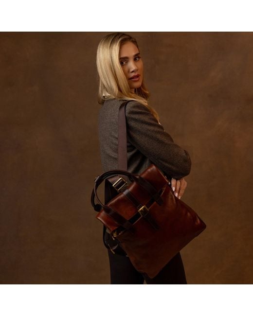 Time Resistance Red Convertible Leather Backpack Shoulder Bag