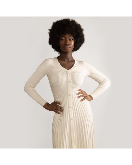 Chanel Joan Elkayam White Neutrals Ruffled Hem Knitted Dress