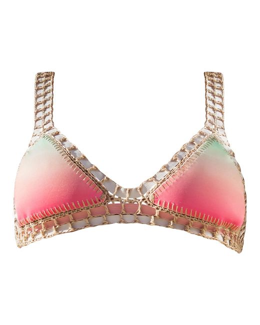 Luxsea Swimwear Pink Reversible Ombre Print/ Crochet Bikini Top