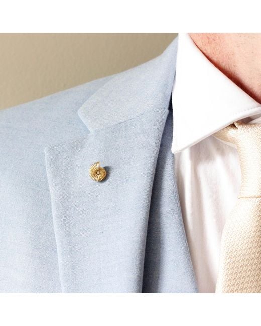 Lee Renee Metallic Ammonite Diamond Lapel Pin for men