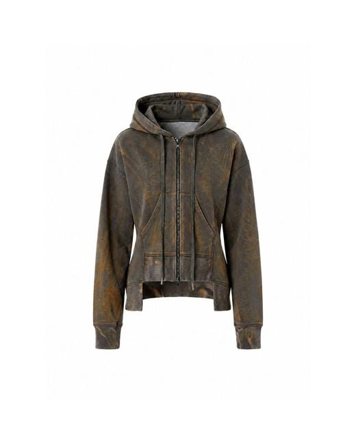 Gao Republic Green Neutrals Hoodie Zip-Front Panelled Jersey Acid