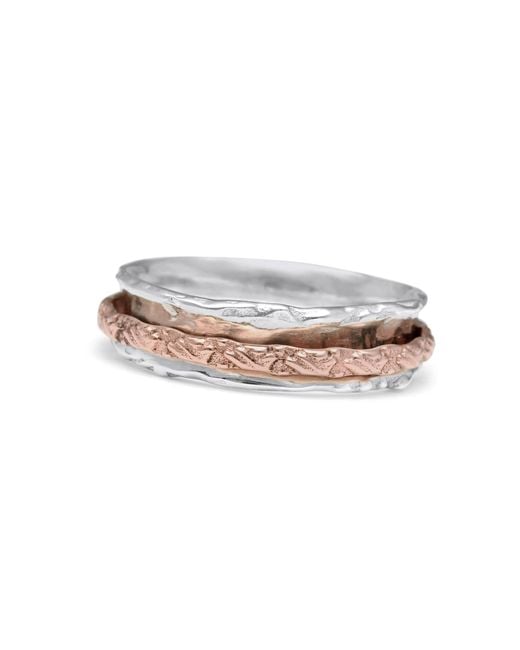 Isla Silver White Ring With Copper Spinning Band
