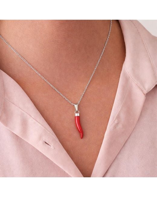 Unaloe White Timeless Italian Cornicello Necklace