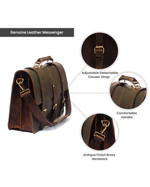 Dötch Leather Black Lakshan Leather Messenger Laptop Bag for men
