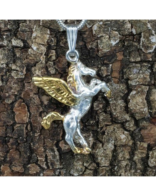 Simon Kemp Jewellers Metallic Large Pegasus Pendant Eighteen Carat On Solid Sterling