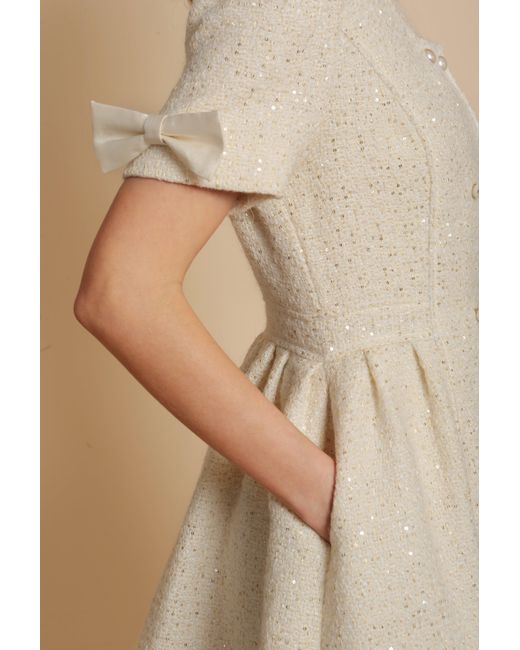 Santinni Natural 'Golden Age' Wool Tweed Dress Coat