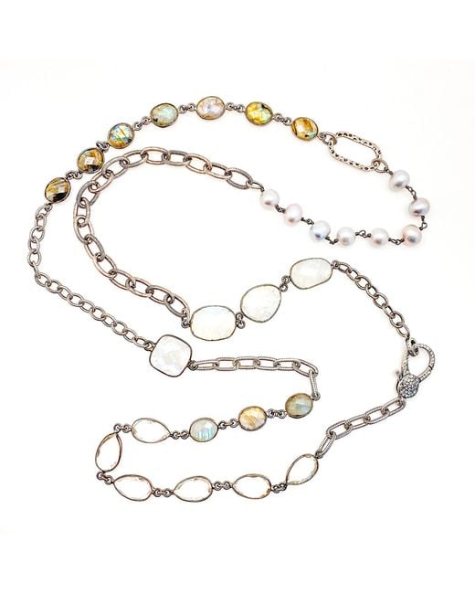 Loni Paul Jewelry Metallic Moonstone, Labradorite, Crystal & Pearl Necklace