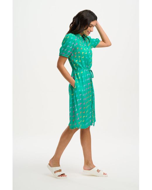 Sugarhill Green Salma Shirt Dress , Undulating Waves