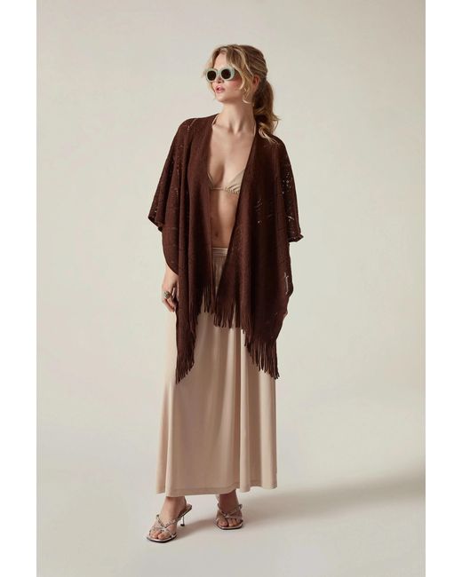 James Lakeland Brown Pointelle Knit Kaftan
