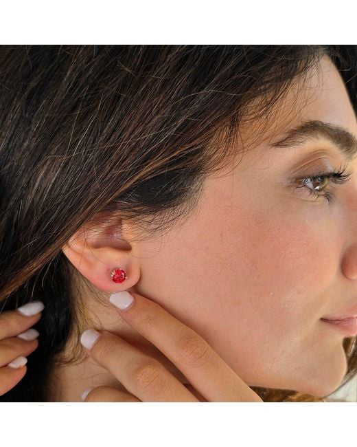 Harfi Red Ruby Moissanite Crystal Sterling Earrings