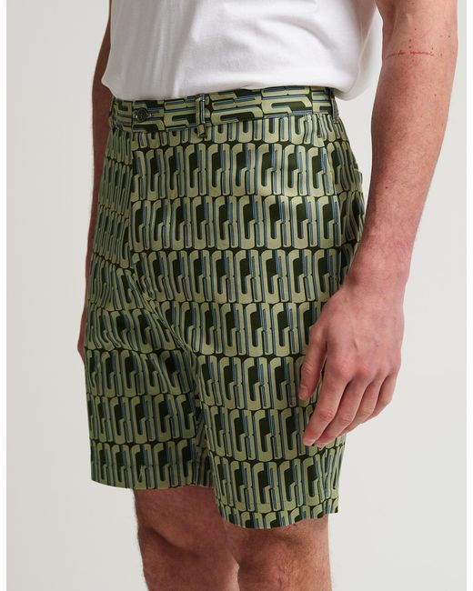 Gresham Blake Green Graphic Gb Shorts for men