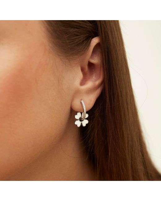 Spero London Metallic Sterling Enamel Clover Earrings