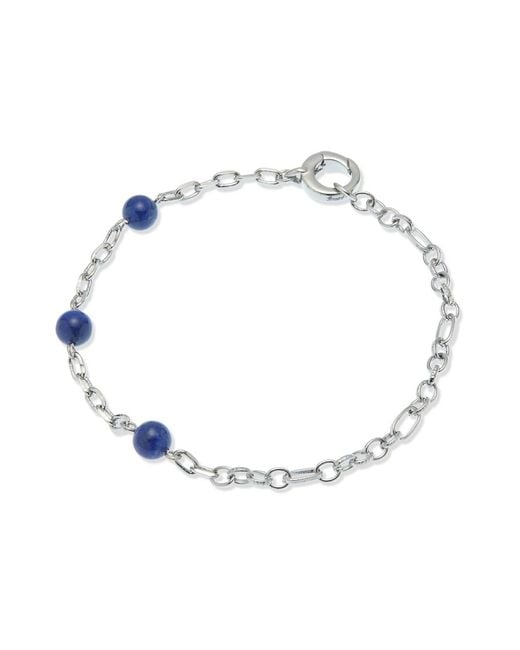 Grosse Metallic Platinum & Lapis Lazuli Gemstone Bracelet, Series Gem Mix