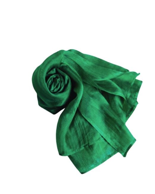 Silk and Bears Green Emerald Silk Scarf – Hand-Dyed Mulberry Silk Shawl, Wedding & Evening Wrap