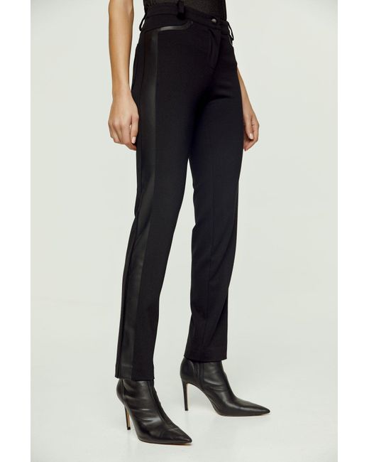 Conquista Black Fitted jeggings With Faux Leather Detail