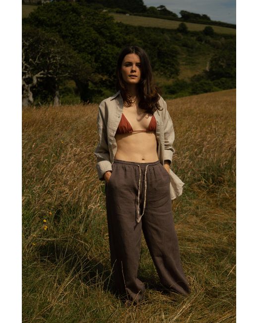 Solpardus Brown Atti Umber Linen Trousers