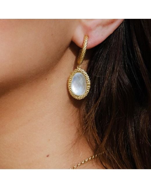 Marcia Moran Blue Anika Texture Drop Earrings With Tanzanite Doublet Stone