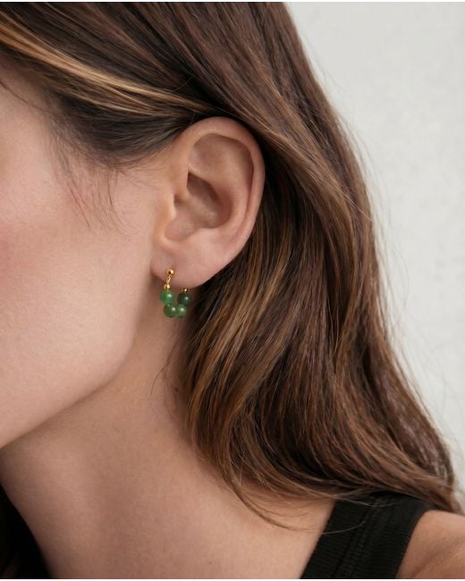 seree Green Fay Beaded Jade Hoop Earrings