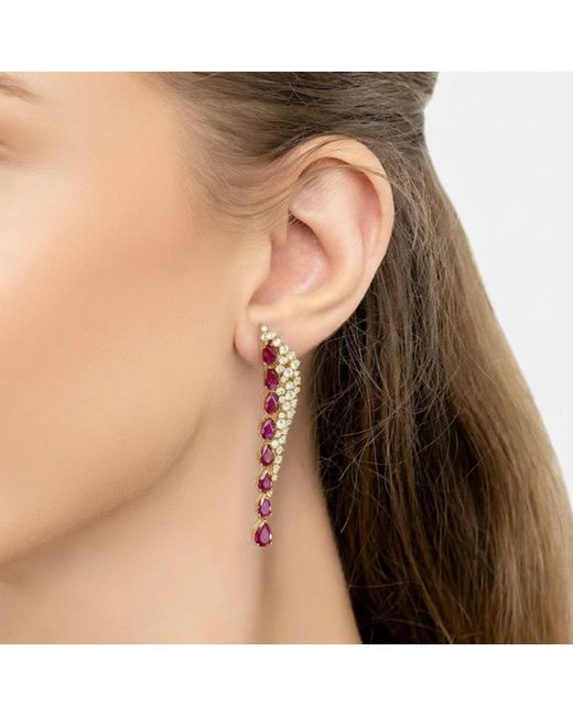 Latelita London Multicolor Baroness Gemstone Drop Earrings Ruby