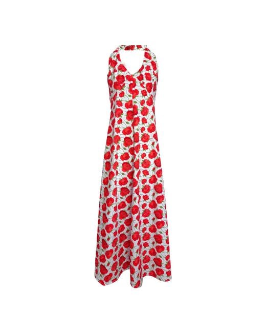 Couture to Your Door Red Rose Vintage Maxi Summer Dress
