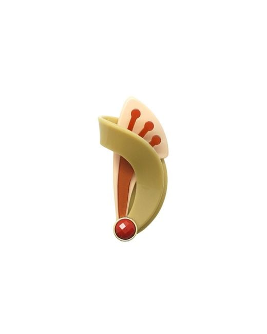 Gissa Bicalho Multicolor Handmade Acrylic Brooch Flower Dual Khaki