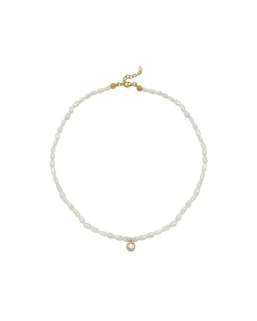 LINYA JEWELLERY Metallic Cosmic Small Pearl Zodiac Necklace Birthstone