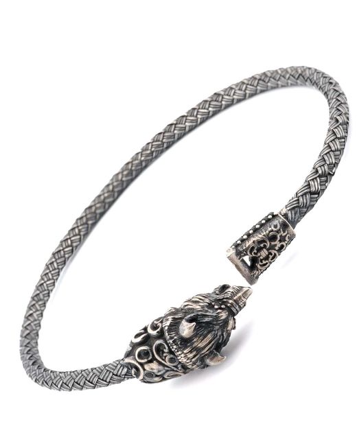 Ebru Jewelry Metallic Wolf Fang Sterling Diamond Bracelet for men