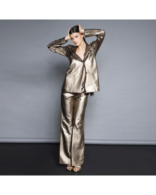 Silvia Serban Brown Neutrals Laser Cut Bronze Jacket