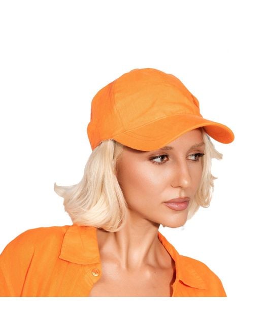 Maison Tangerine Orange Linen Baseball Hat Tangerine