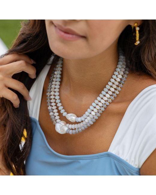 Christina Greene Metallic Grounded Stone Beaded Necklace