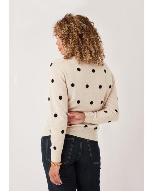 Loop Cashmere Natural Neutrals Intarsia Spot Crew Neck Sweater