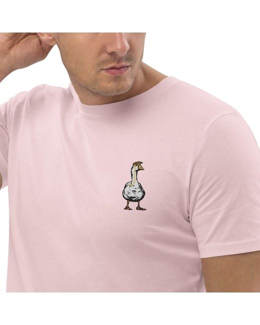 Anchor and Crew Pink Cotton Dapper Duck Actual Life Organic Cotton Embroidered T-Shirt for men