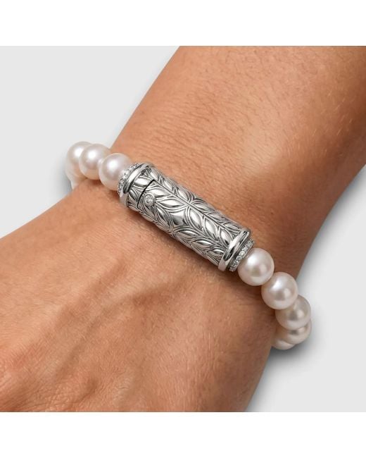 Daneila Léon White Sterling Freshwater Pearls & Diamonds Strand Bracelet