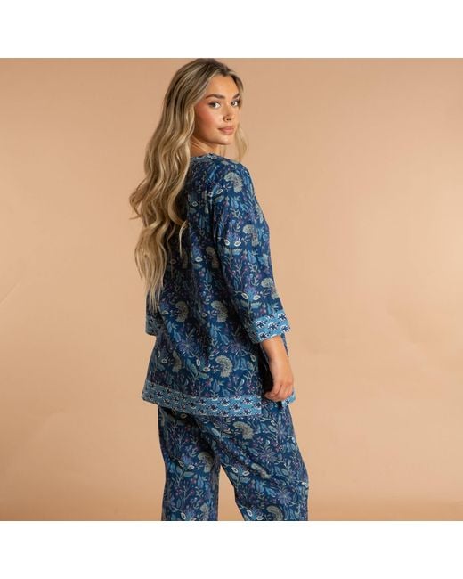 Inara Blue Indian Cotton Lagoon Pyjama Set