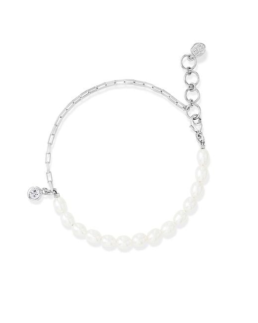 Dower & Hall White Luna Pearl & Topaz Charm Bracelet