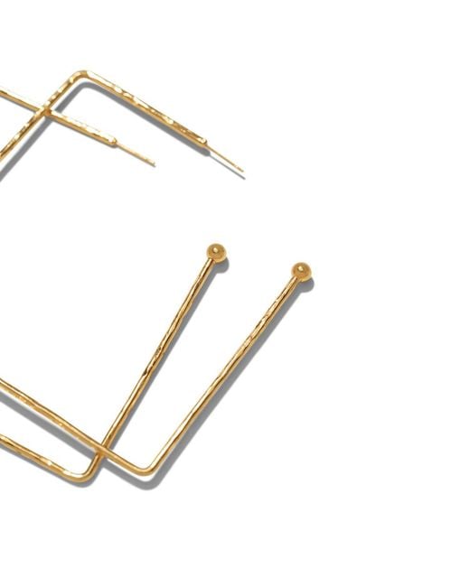 Jaredjamin White Small Squaretastic Hoop Post Earrings