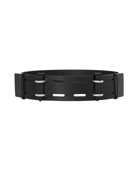 Haute Cuir Black Slim Structural Leather Belt