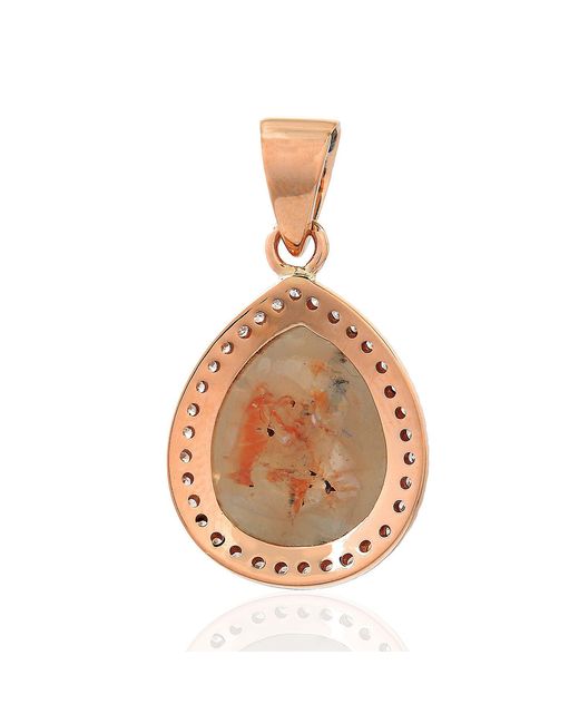 Artisan Brown Ice Diamond Halo Pear Pendant