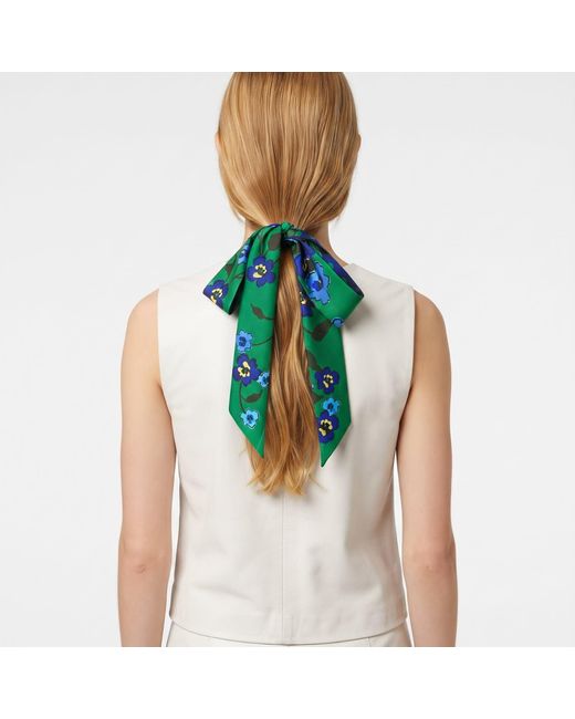 Jessie Zhao New York Green Silk Skinny Scarf Emerald Echo