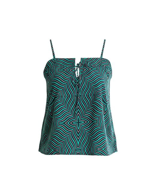 Stovaria Green Pure Silk Strappy Camisole Top With Tie Front