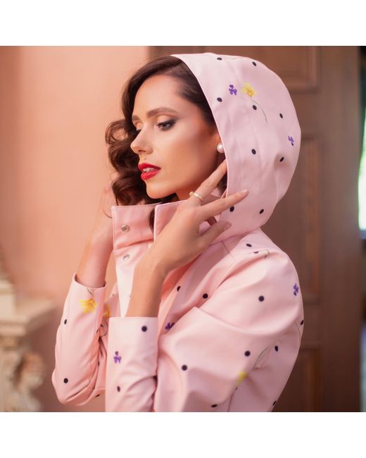 RainSisters Pink Fitted & Flared Coat With A-Line Skirt