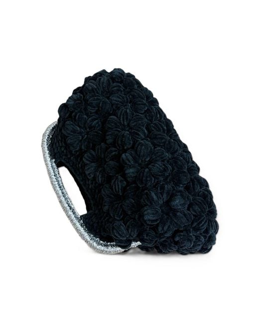 Springmoonatelier Black Velvet Hand-Knitted Designer Bag – Elegant, Soft, And Unique