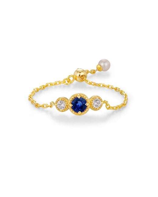 Azura Jewelry New York Metallic Birthstone Chain Ring Vermeil